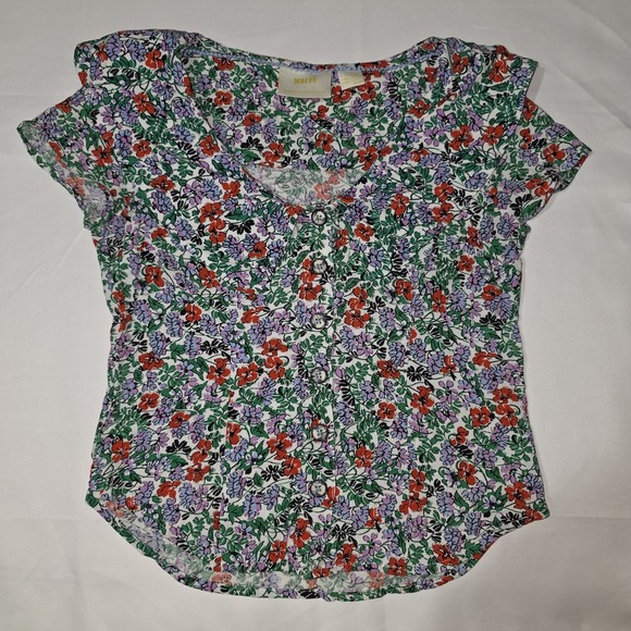 Anthropologie Tops - Anthropologie Maeve Austen Floral Collared V-Neck Blouse  Size 00P Cottagecore